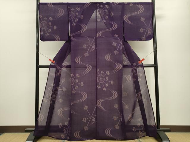 平和屋着物＊夏物　紗紬　流水土車文　正絹　逸品　CABB9815ze 平和屋着物＊夏物 紗紬 流水土車文 正絹 逸品 CABB9815ze