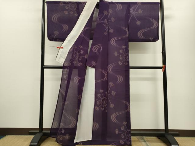 平和屋着物＊夏物　紗紬　流水土車文　正絹　逸品　CABB9815ze 平和屋着物＊夏物 紗紬 流水土車文 正絹 逸品 CABB9815ze
