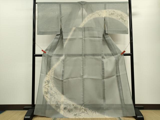 平和屋着物＊夏物　訪問着　絹芭蕉　紗紬　草花文　金彩　正絹　逸品　CABB9821ze