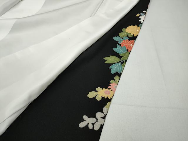 平和屋着物●豪華黒留袖　友禅　作家物　草花文　正絹　逸品　未使用　CABC2072ut_9