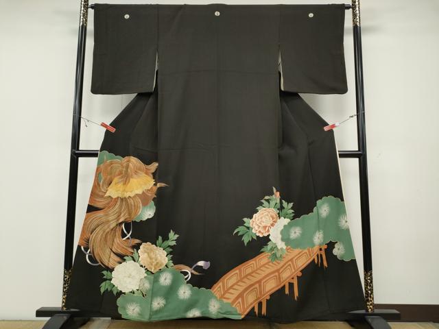 平和屋着物●豪華黒留袖　駒刺繍　吉祥花文　金彩　正絹　逸品　CABC2093ut 16,474円