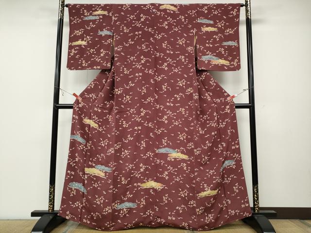 平和屋着物○本場大島紬 7マルキ 草花文 正絹 逸品 未使用 CABC8267gh
