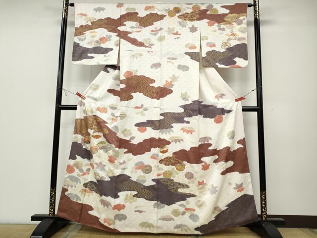 平和屋着物●創業460年・千總　訪問着　絞り　刺繍　雲重ね舞花文　金彩　高島屋扱い　正絹　逸品　CABC2110ut