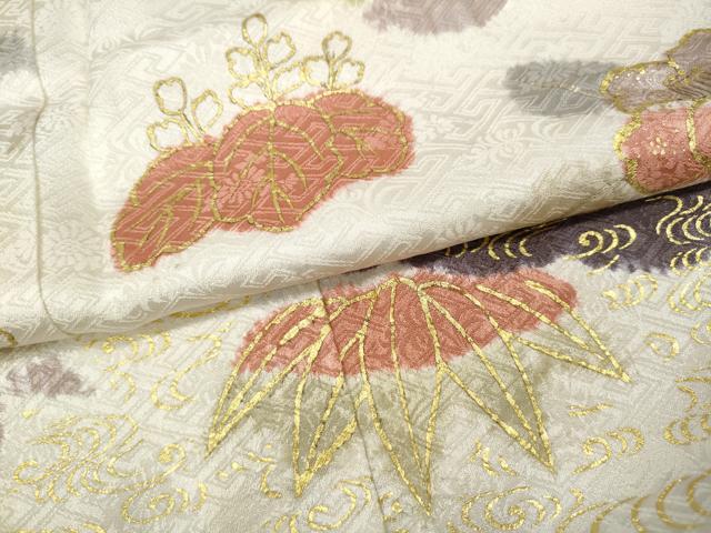 平和屋着物●創業460年・千總　訪問着　絞り　刺繍　雲重ね舞花文　金彩　高島屋扱い　正絹　逸品　CABC2110ut_6