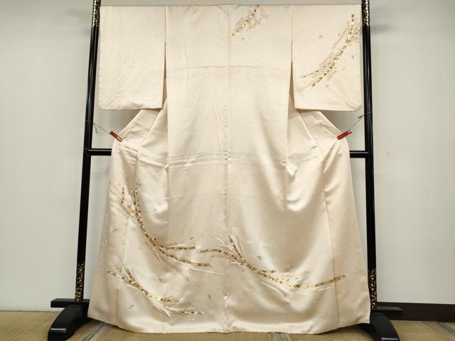 平和屋着物●訪問着　駒刺繍　束ね熨斗花文　金彩　正絹　逸品　CABC2172ut
