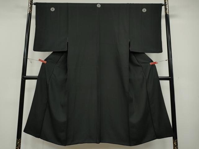 平和屋着物●男性　黒紋付　正絹　逸品　CABC2183ut
