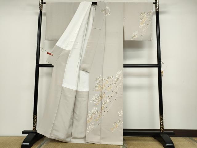 平和屋着物●訪問着　刺繍　菊　金彩　小田急百貨店扱い　正絹　逸品　CABC2195ut_1