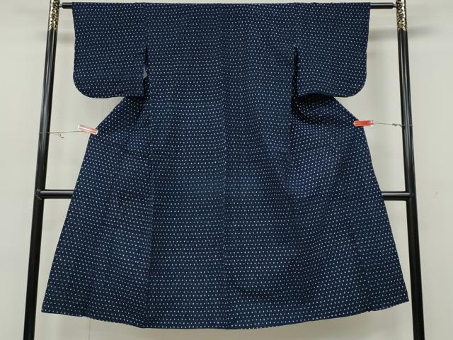 平和屋着物●久留米絣　単衣　十字絣　綿　逸品　CABC2215ut_1