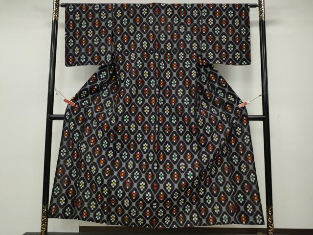 平和屋着物●久留米絣　単衣　菱花文　綿　逸品　CABC2223ut_1