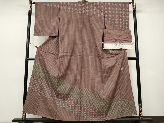 平和屋着物●二代目 川村久太郎　訪問着　信濃紬　吉祥花文　反端付き　正絹　逸品　CABC2238ut 平和屋着物○二代目 川村久太郎 訪問着 信濃紬 吉祥花文 反端付き 正絹