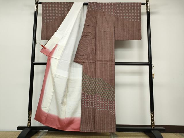 平和屋着物●二代目 川村久太郎　訪問着　信濃紬　吉祥花文　反端付き　正絹　逸品　CABC2238ut 平和屋着物○二代目 川村久太郎 訪問着 信濃紬 吉祥花文 反端付き 正絹