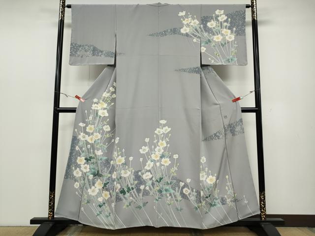 平和屋着物○訪問着 友禅 作家物 草花文 正絹 逸品 CABC2264ut