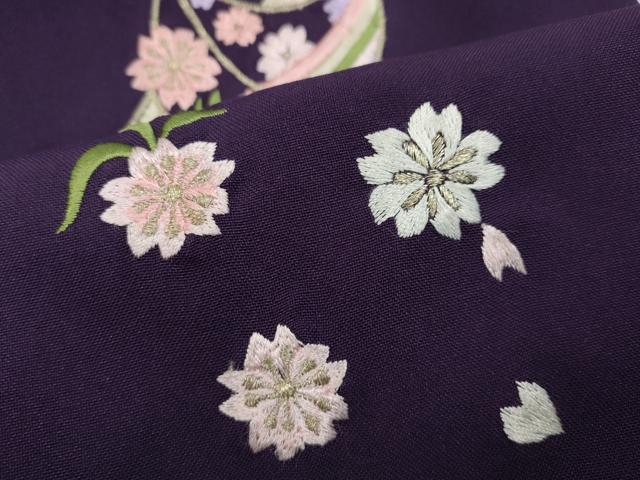 平和屋着物○女性 行灯袴 総刺繍 糸巻き花文 金糸 洗える着物