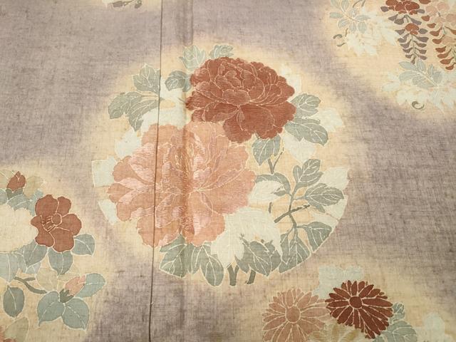 平和屋着物●訪問着　紬地　刺繍　草花丸文　正絹　逸品　CABC2294ut_2