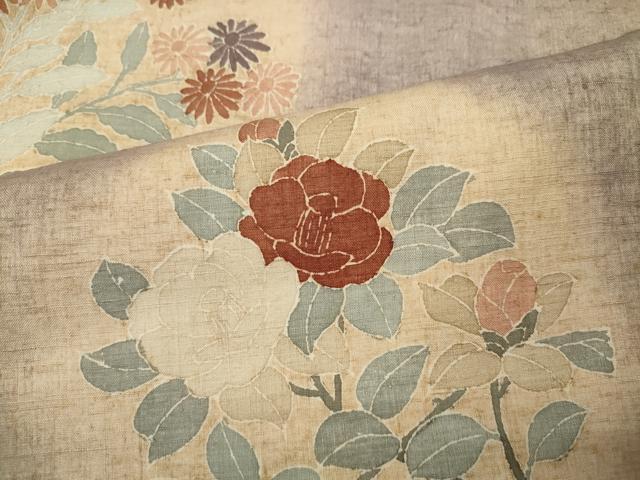 平和屋着物●訪問着　紬地　刺繍　草花丸文　正絹　逸品　CABC2294ut_5