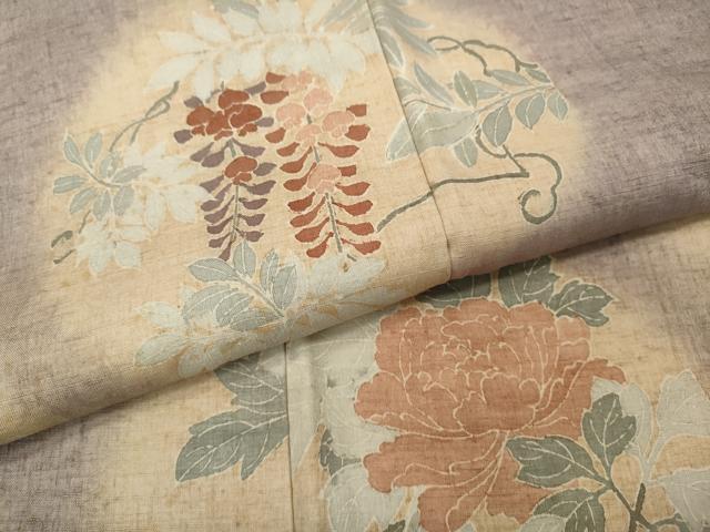 平和屋着物●訪問着　紬地　刺繍　草花丸文　正絹　逸品　CABC2294ut_6