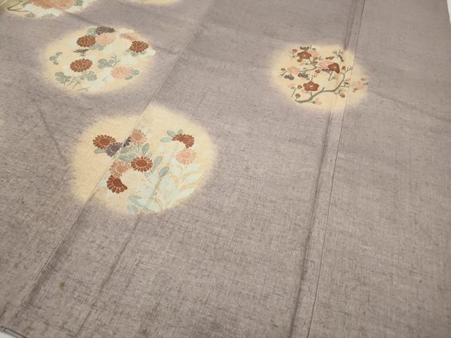 平和屋着物●訪問着　紬地　刺繍　草花丸文　正絹　逸品　CABC2294ut_4
