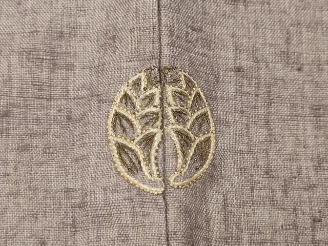 平和屋着物●訪問着　紬地　刺繍　草花丸文　正絹　逸品　CABC2294ut_7