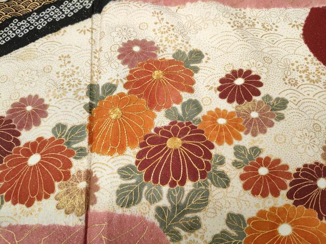 平和屋着物●訪問着　絞り　エ霞飛鶴草花文　銀通し地　正絹　逸品　CABC2298ut_2