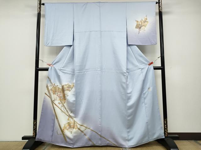 平和屋着物●金彩友禅　卓越技能者・名工・和田光正　訪問着　扇面花文　暈し染め　金銀彩　正絹　逸品　CABC2304ut