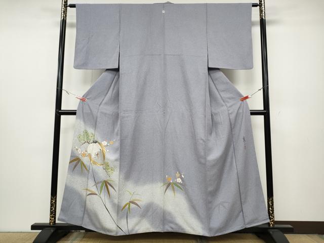 平和屋着物●京友禅の第一人者　松井青々　色留袖　鶴松梅文　暈し染め　金彩　正絹　逸品　CABC2305ut 平和屋着物○京友禅の第一人者 松井青々 色留袖 鶴松梅文 暈し染め