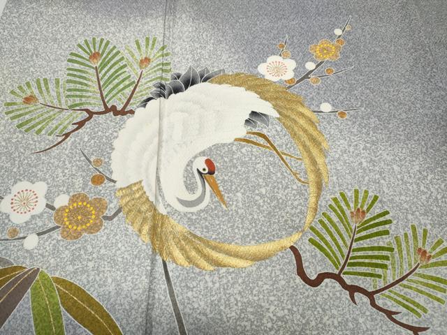 平和屋着物●京友禅の第一人者　松井青々　色留袖　鶴松梅文　暈し染め　金彩　正絹　逸品　CABC2305ut 平和屋着物○京友禅の第一人者 松井青々 色留袖 鶴松梅文 暈し染め
