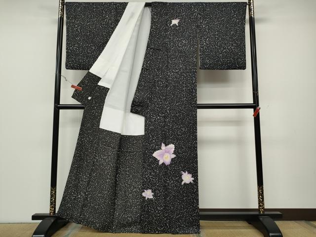 平和屋着物●訪問着　舞花文　黒地　銀座せきね　正絹　逸品　CABC2317ut_1
