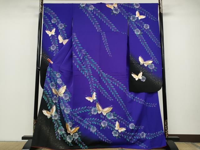 平和屋着物●豪華振袖　辻が花　舞蝶文　暈し染め　金彩　正絹　逸品　CABC2353ut