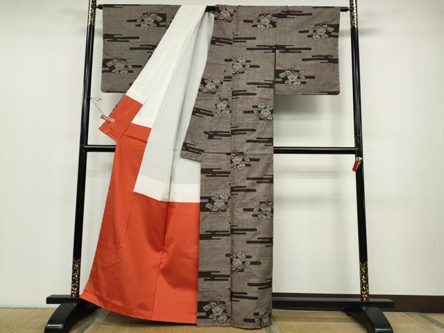 平和屋着物●本場大島紬　9マルキ　エ霞枝椿文　正絹　逸品　CABC2369ut_2