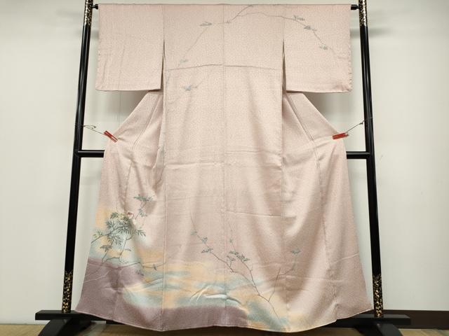 平和屋着物●訪問着　友禅　絞り　枝花文　暈し染め　正絹　逸品　CABC2370ut