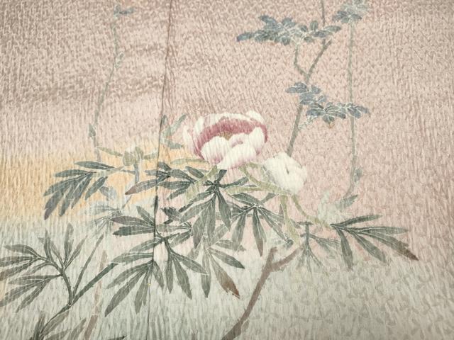 平和屋着物●訪問着　友禅　絞り　枝花文　暈し染め　正絹　逸品　CABC2370ut