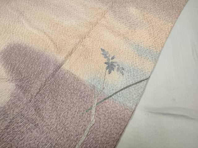平和屋着物●訪問着　友禅　絞り　枝花文　暈し染め　正絹　逸品　CABC2370ut