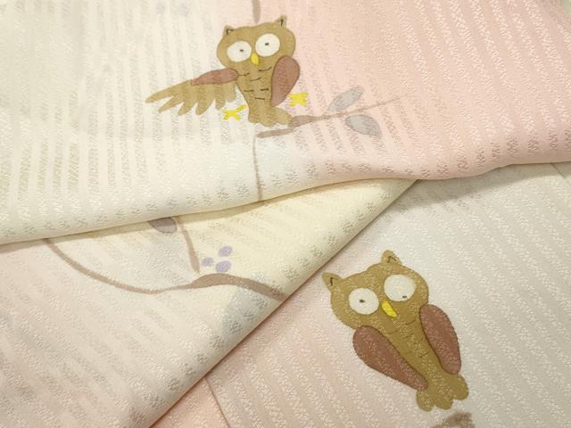 平和屋着物●長襦袢　無双仕立て　ミミズク　枝花文　暈し染め　正絹　逸品　CABC2393ut 平和屋着物○長襦袢 無双仕立て ミミズク 枝花文 暈し染め 正絹 逸品