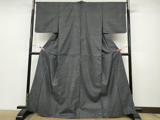 平和屋着物●本場大島紬　7マルキ　草花丸文　正絹　逸品　CABC2395ut_1