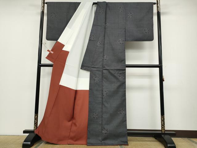 平和屋着物●本場大島紬　7マルキ　草花丸文　正絹　逸品　CABC2395ut_2