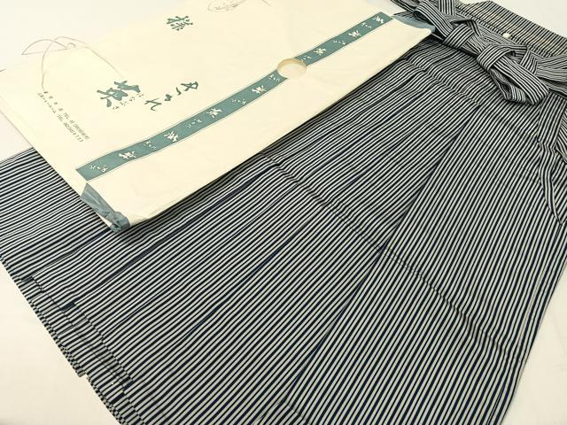 平和屋着物●男性　洗える最高級着物　＜英＞はなぶさ謹製　行燈袴　縞　たとう紙付き　CABC2667vp