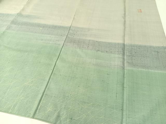 平和屋着物●訪問着　生紬　作家物　刺繍　霞露草文　金彩　正絹　逸品　CABC2668vp_3