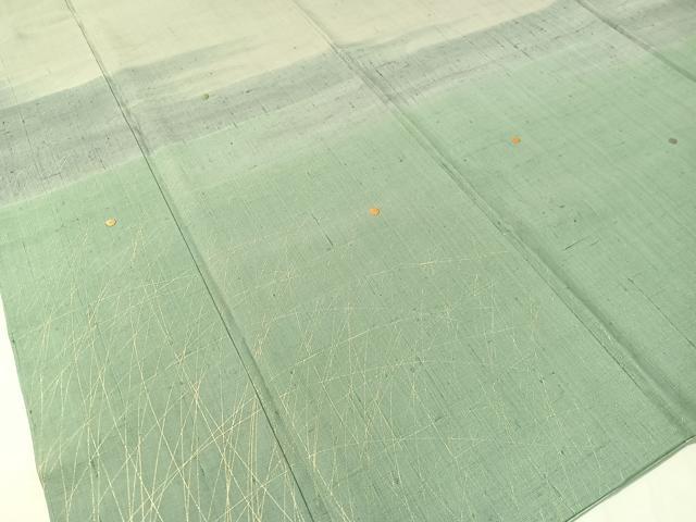 平和屋着物●訪問着　生紬　作家物　刺繍　霞露草文　金彩　正絹　逸品　CABC2668vp_2