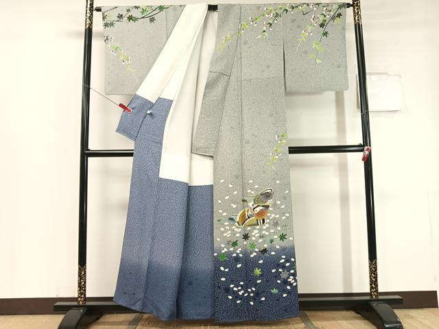 平和屋着物●人間国宝　羽田登喜男　TOKIOetTOKI　訪問着　鴛鴦枝垂れ花文　たたき染め　金銀彩　正絹　逸品　CABC2669vp_1