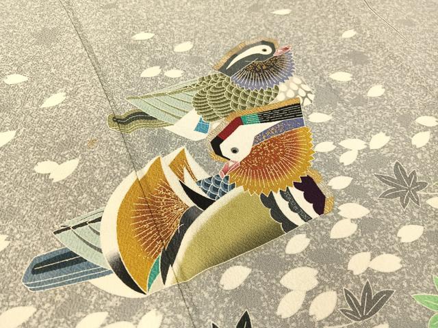 平和屋着物●人間国宝　羽田登喜男　TOKIOetTOKI　訪問着　鴛鴦枝垂れ花文　たたき染め　金銀彩　正絹　逸品　CABC2669vp_4