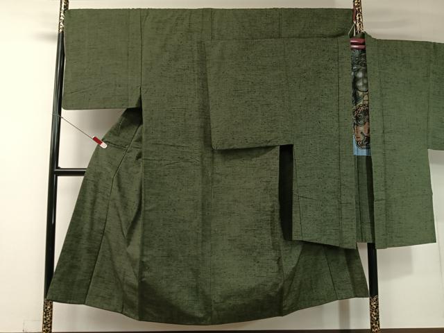 平和屋着物●男性　ひげ紬　アンサンブル　仙斉茶色　正絹　逸品　CABC2712vp