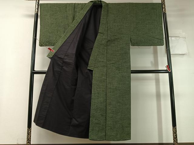 平和屋着物●男性　ひげ紬　アンサンブル　仙斉茶色　正絹　逸品　CABC2712vp_1