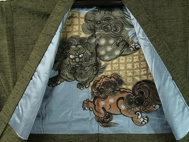 平和屋着物●男性　ひげ紬　アンサンブル　仙斉茶色　正絹　逸品　CABC2712vp_5