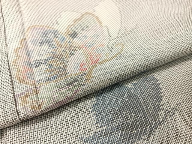平和屋着物●本場大島紬　白大島　総絣　7マルキ　舞蝶文　正絹　逸品　未使用　CABC2768vp_4