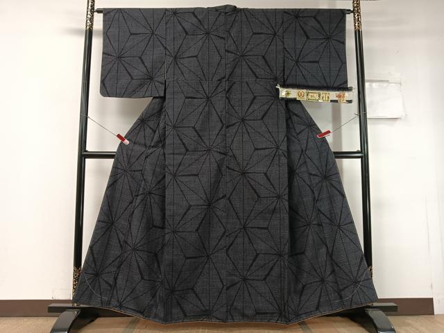 平和屋着物●本場下野結城紬　80亀甲　朝の葉文様　証紙付き　正絹　逸品　未使用　CABC2773vp 平和屋着物○本場下野結城紬 80亀甲 朝の葉文様 証紙付き 正絹 逸品 未