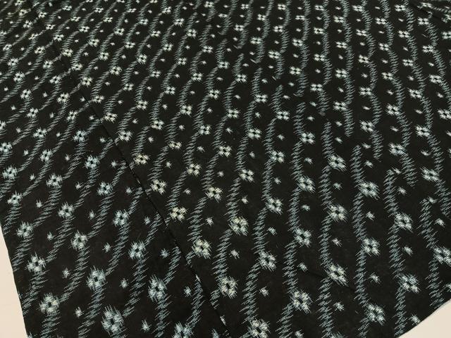 平和屋着物●久留米絣　単衣　吉祥花文　黒地　綿　逸品　CABC2777vp_3