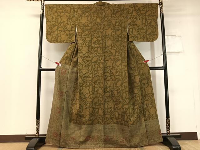 平和屋着物●訪問着　生紬　更紗吉祥文　正絹　逸品　CABC2786vp 平和屋着物○訪問着 生紬 更紗吉祥文 正絹 逸品 CABC2786vp