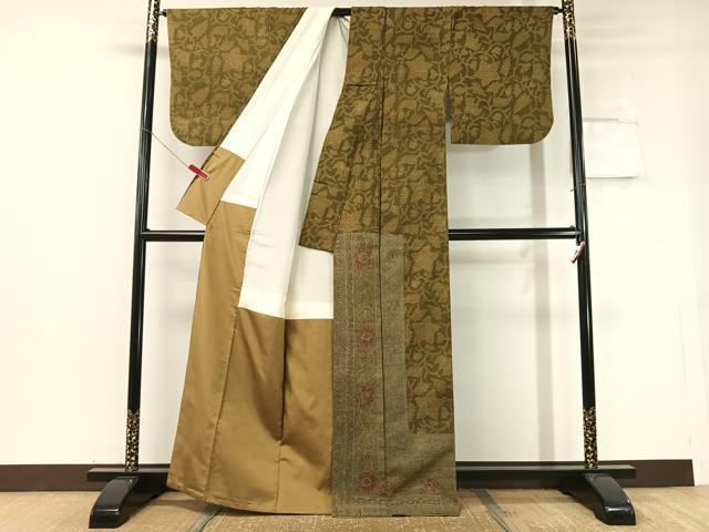 平和屋着物●訪問着　生紬　更紗吉祥文　正絹　逸品　CABC2786vp 平和屋着物○訪問着 生紬 更紗吉祥文 正絹 逸品 CABC2786vp