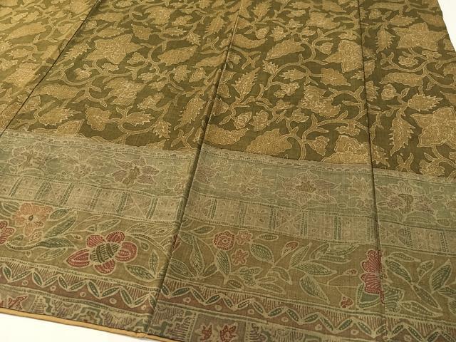 平和屋着物●訪問着　生紬　更紗吉祥文　正絹　逸品　CABC2786vp 平和屋着物○訪問着 生紬 更紗吉祥文 正絹 逸品 CABC2786vp
