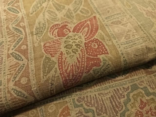 平和屋着物○訪問着 生紬 更紗吉祥文 正絹 逸品 CABC2786vp